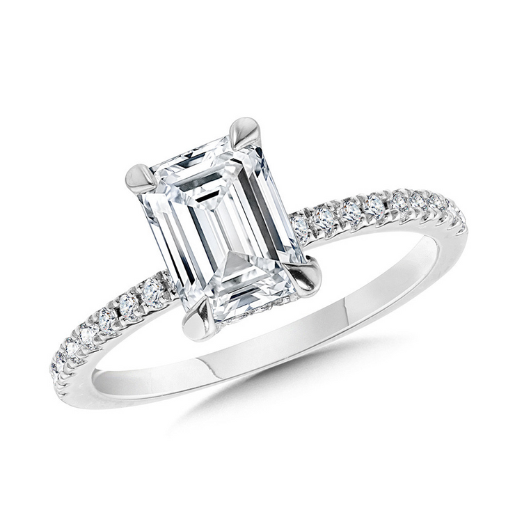 White 14 Karat Hidden Halo Ring With One = 2.03Ct