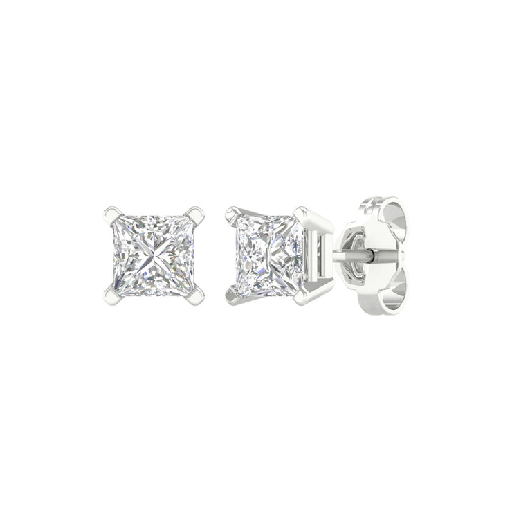 Lady's White 14 Karat Stud Earrings With 2=1.50Tw - Van Drake Jewelers