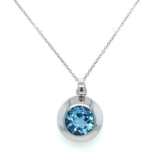 Lady's Sterling Silver Blue Topaz Pendant - Van Drake Jewelers