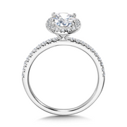 White 14 Karat Halo Ring With One = 1.55Ct Oval E