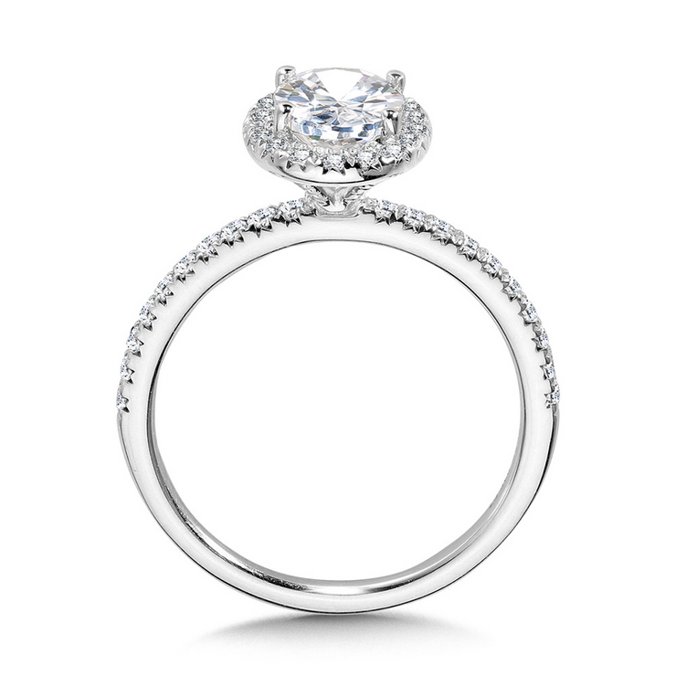 White 14 Karat Halo Ring With One = 1.55Ct Oval E