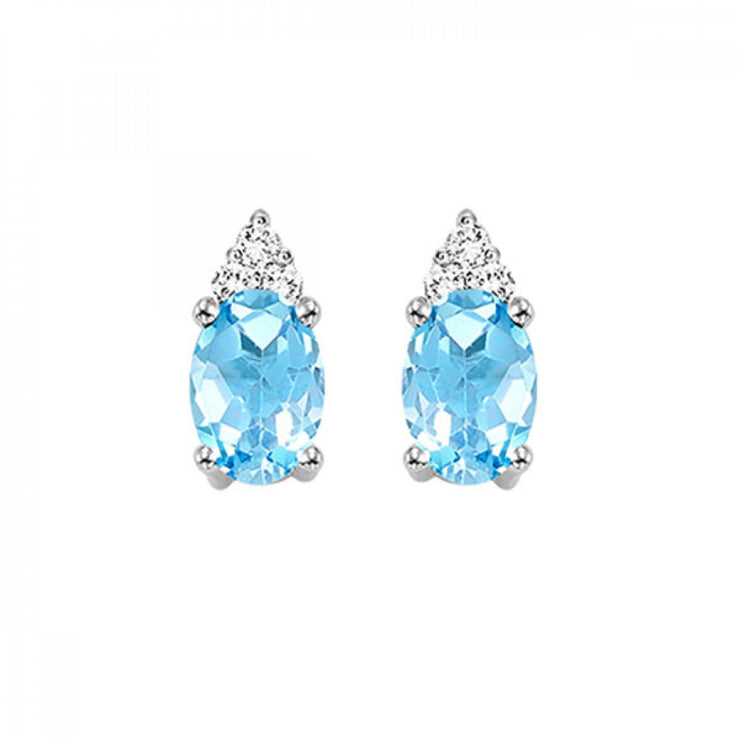 10 Karat Blue Topaz & Diamond Earrings With 2= Ova - Van Drake Jewelers
