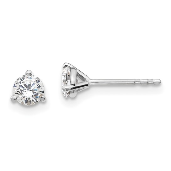 Lady's White 14 Karat 3 Prong Martini Earrings Wit