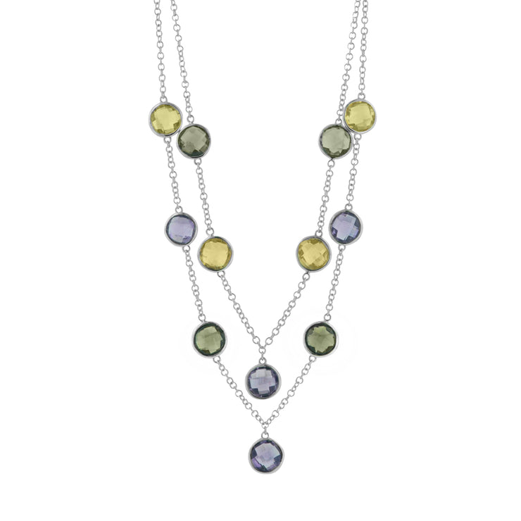 Lady's Sterling Silver Amethyst & Citrine Necklace - Van Drake Jewelers