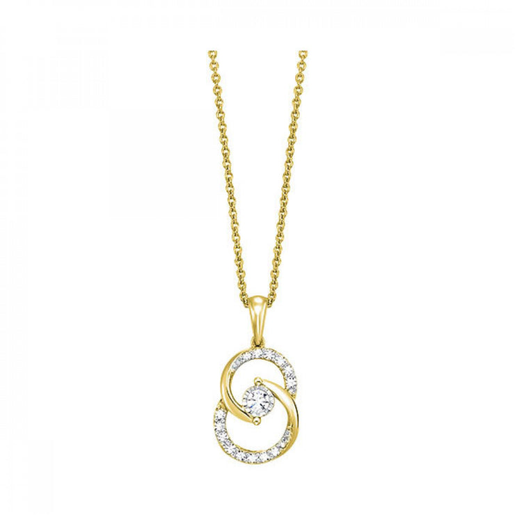 Yellow 10 Karat Pendant/Necklace With 16=0.25Tw Ro