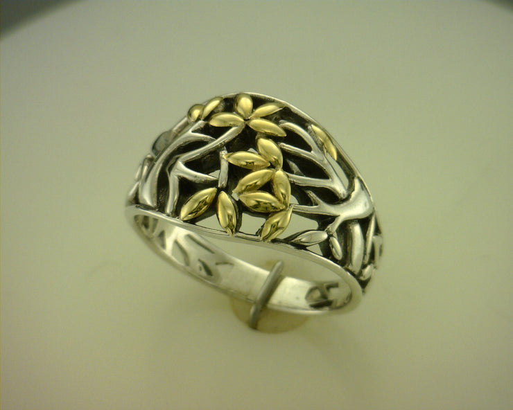 Sterling Silver/18K Tree Of Life Ring Size 7