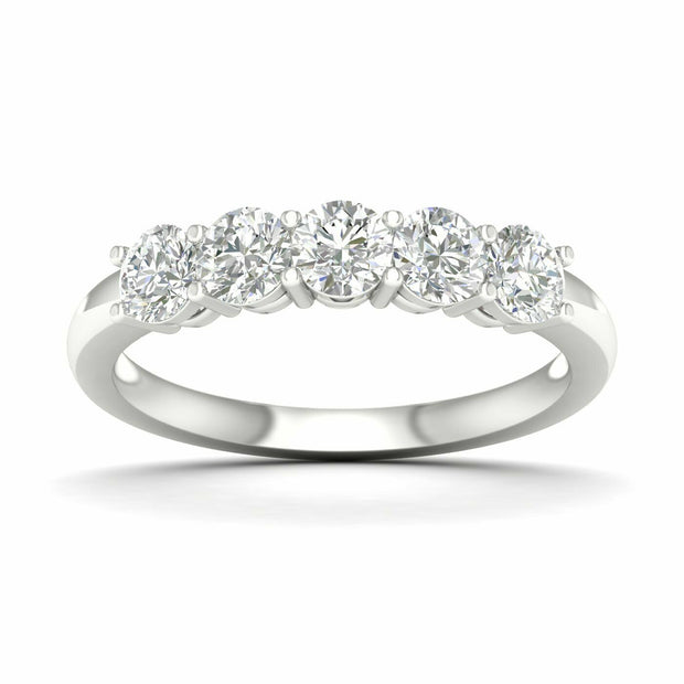 White 14 Karat Anniversary Ring Size 7 With 5=1.00 - Van Drake Jewelers