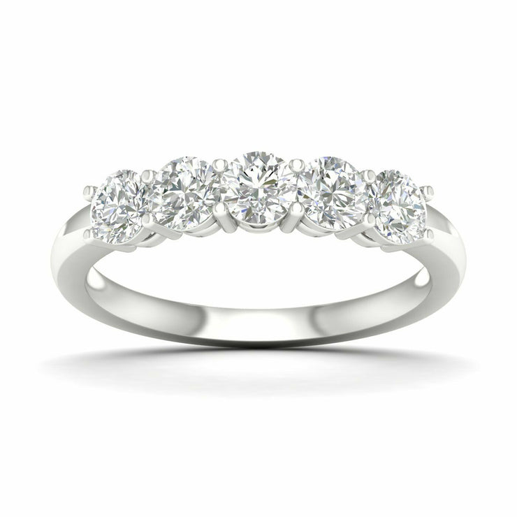 White 14 Karat Anniversary Ring Size 7 With 5=1.00 - Van Drake Jewelers