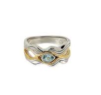 Two-Tone Sterling Silver/10K Rocks 'N River Ring S