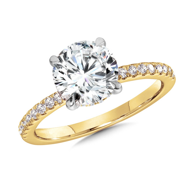 Yellow 14 Karat Hidden Halo Ring With One = 1.56Ct