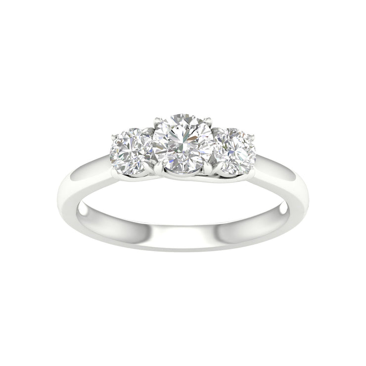 White 14 Karat 3 Stone Ring Size 7 With One 0.50Ct