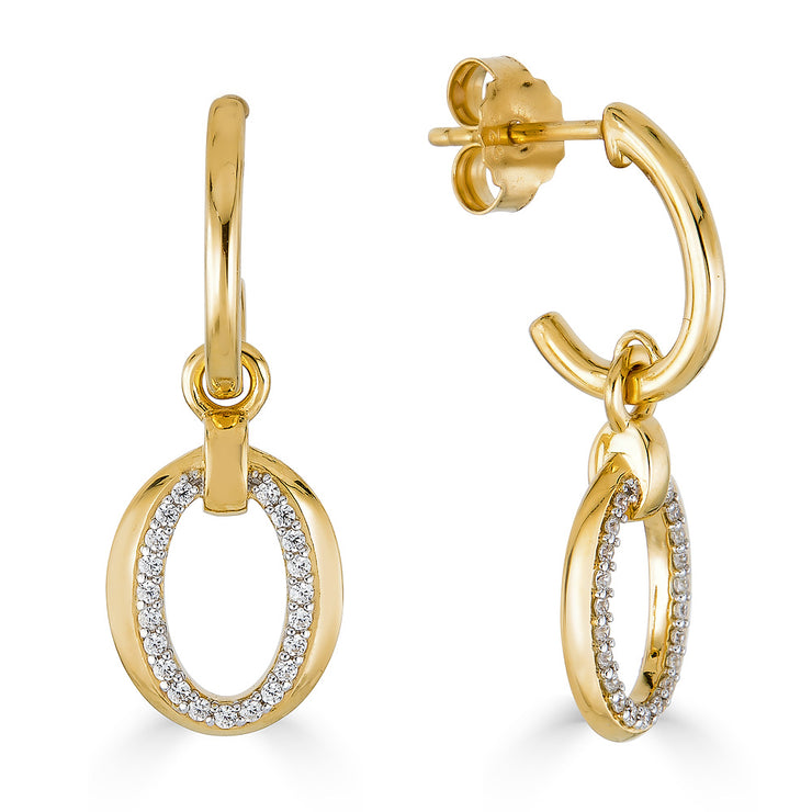 Yellow Sterling Silver White Sapphire Earrings - Van Drake Jewelers