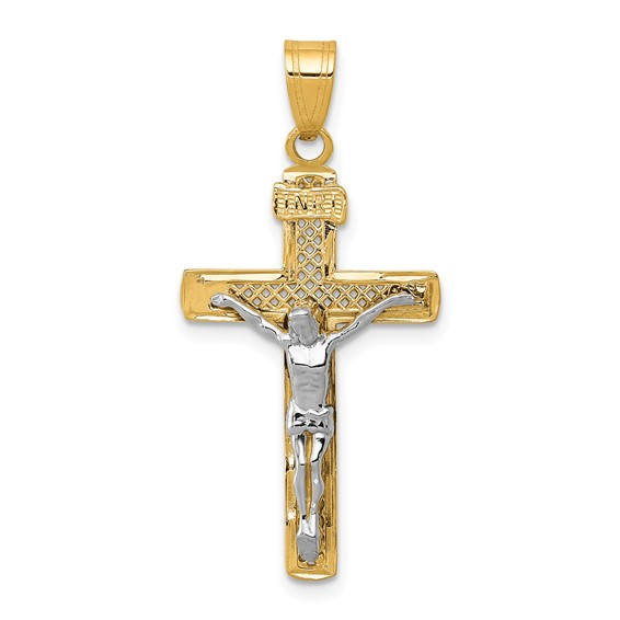Two-Tone 10 Karat Diamond-Cut Lattice Crucifix Pen