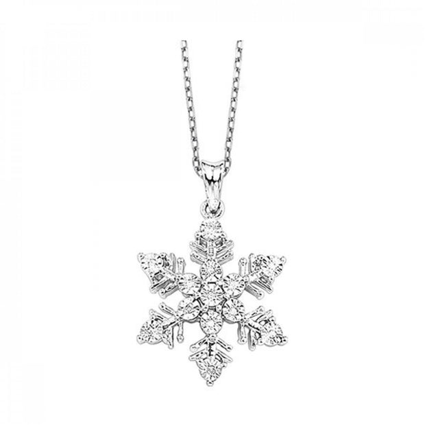 Sterling Silver Diamond Snowflake Pendant/Necklace