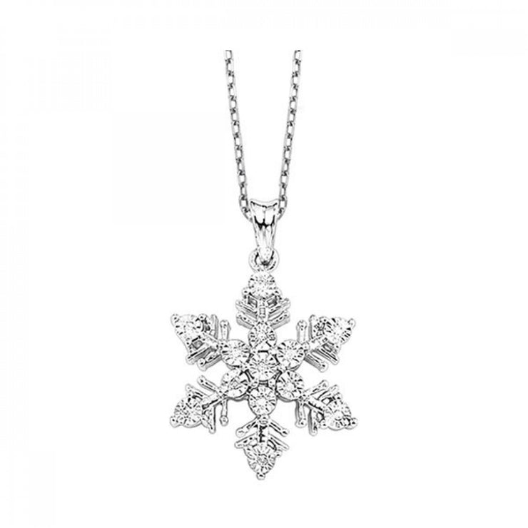 Sterling Silver Diamond Snowflake Pendant/Necklace - Van Drake Jewelers