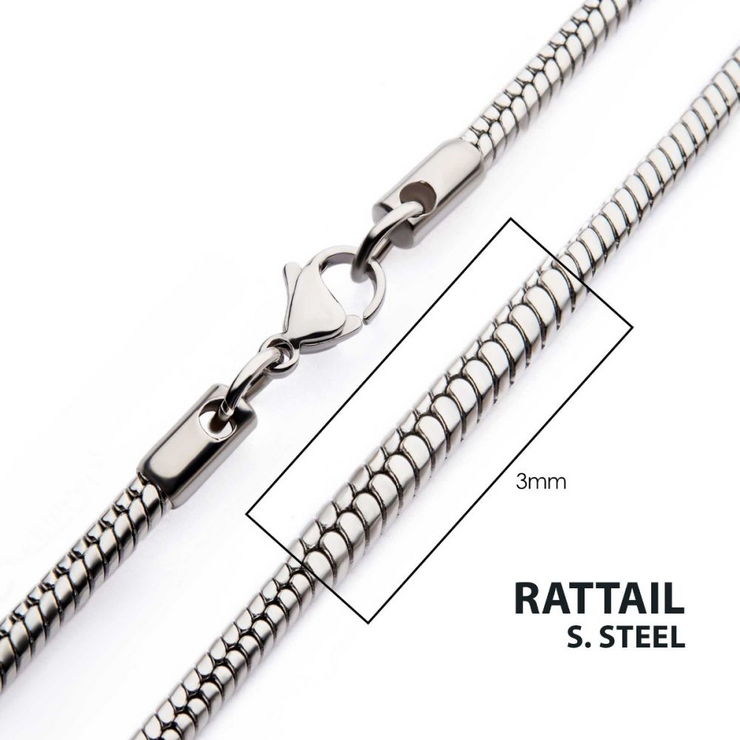 Stainless Steel 3mm Rattail Chain 20" Long