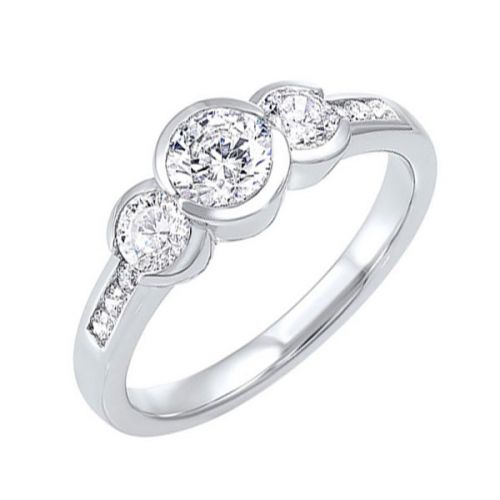 Lady's White 14 Karat 3-Stone Anniversary Ring