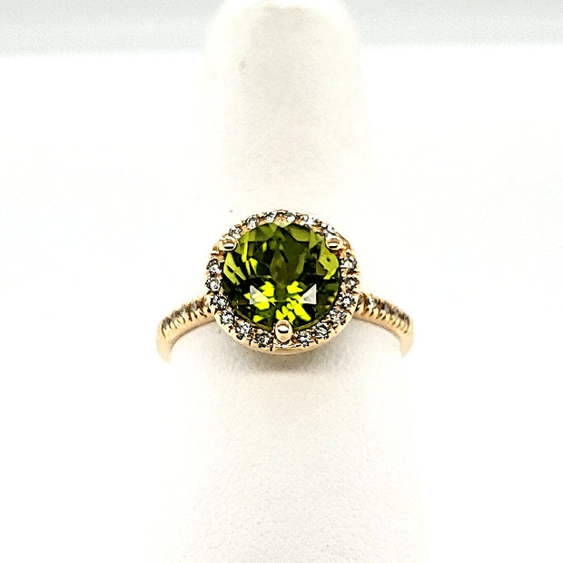 Lady's Yellow 14 Karat Halo Ring With One 2.00Ct R
