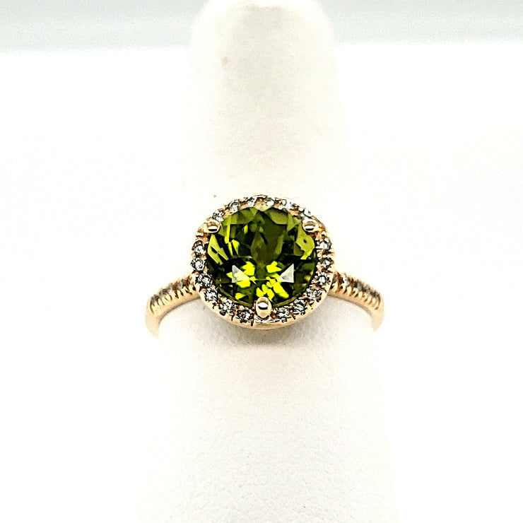 Lady's Yellow 14 Karat Halo Ring With One 2.00Ct R - Van Drake Jewelers