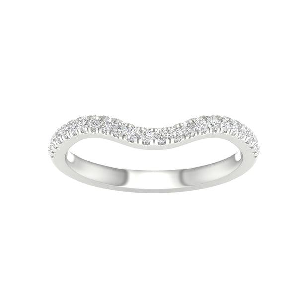 Lady's White 14 Karat Curved Wedding Ring Size 7 W