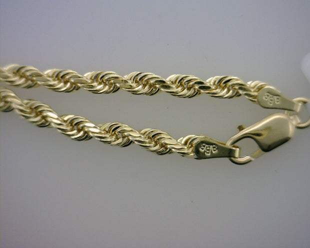 Yellow 14 Karat 3.2Mm D?C Rope Bracelet Length 7