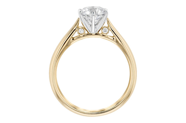 Yellow 14 Karat Semi-Set Cathedral Ring Mounting W