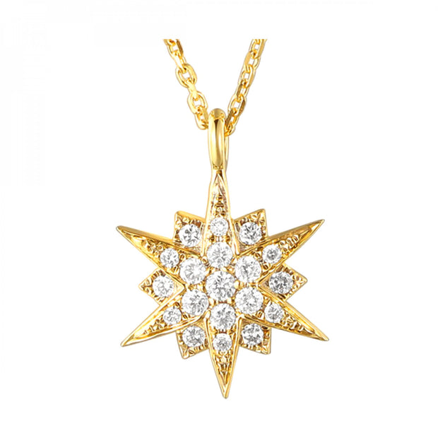 Yellow 14 Karat Diamond Star Pendant/Necklace Leng