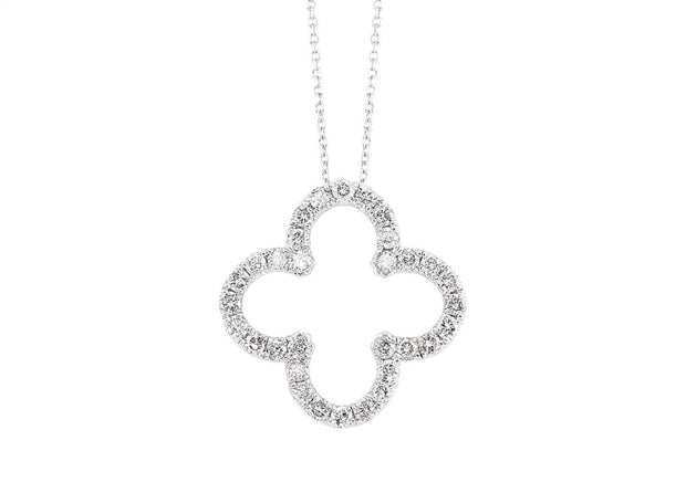 White 14 Karat Clover Pendant/Necklace With 32 = 0