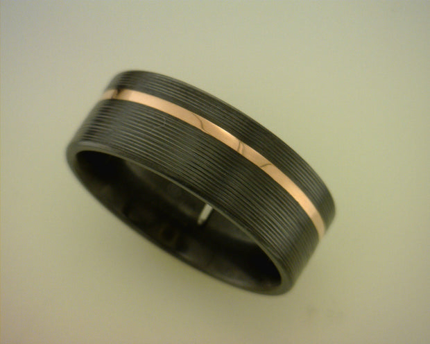 Gent's 8Mm Black Zirconium Ring Size 11 Style: 14K - Van Drake Jewelers